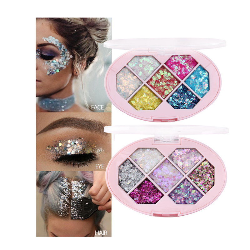 7 Colors Holographic Gift Waterproof Cosmetic Body Hair Glitter Mixed Clear Glue Set Private Label Chunky Glitter Gel for Face