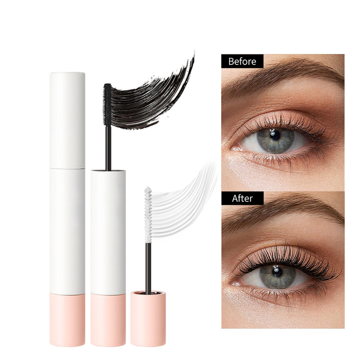 OEM Double Heand Long-Wearing Black 4D Silk Fiber Eye Lash Waterproof Mascaras De Gas Bending Mascara Facial Mascara Primer