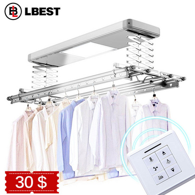 ECO electric foldable laundry clothes pipe clothing drying hanging cloth rack hangers automatic ceiling clothes dryer BestSuppliers