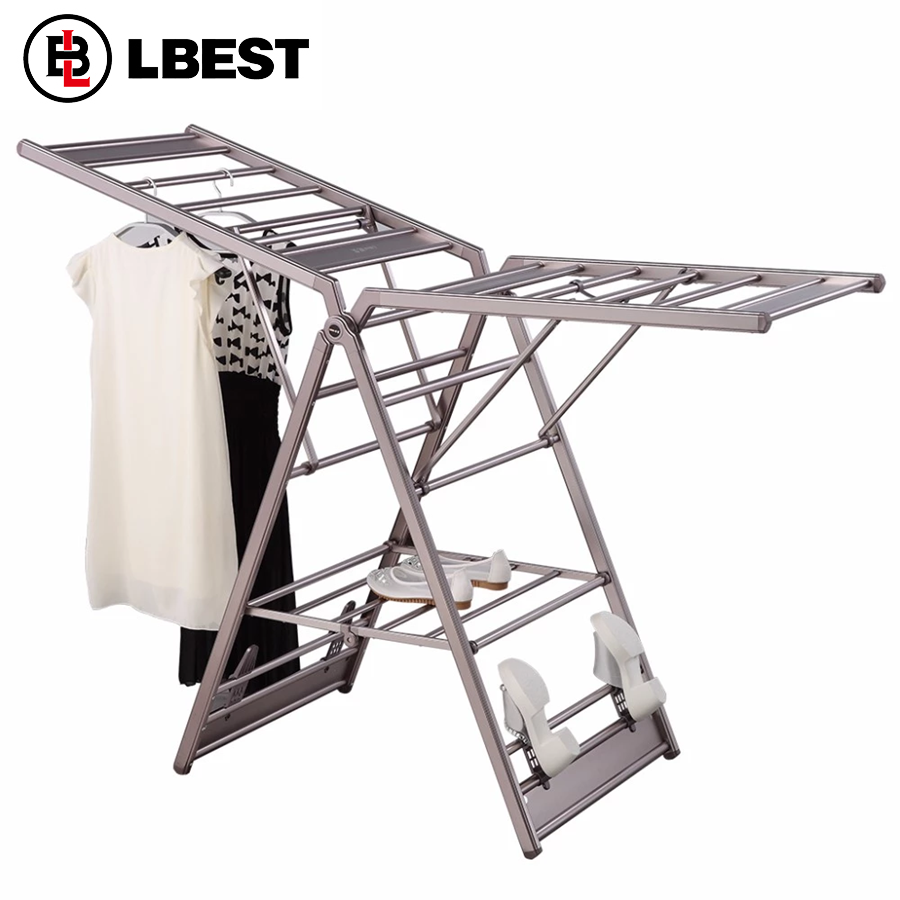 Foldable stainless steel clothes hanger drying stand rack