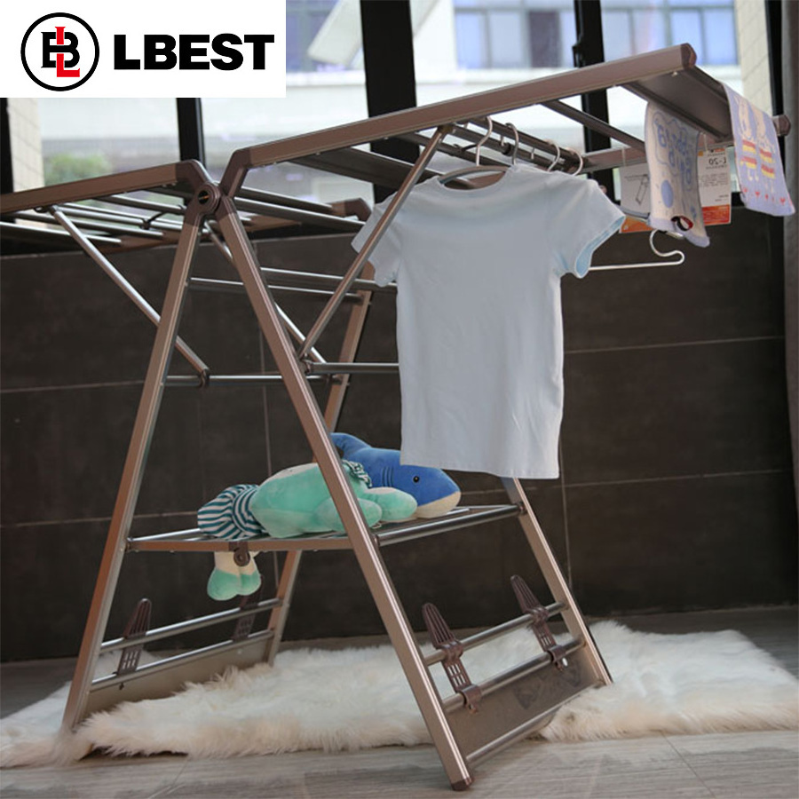 Foldable stainless steel clothes hanger drying stand rack