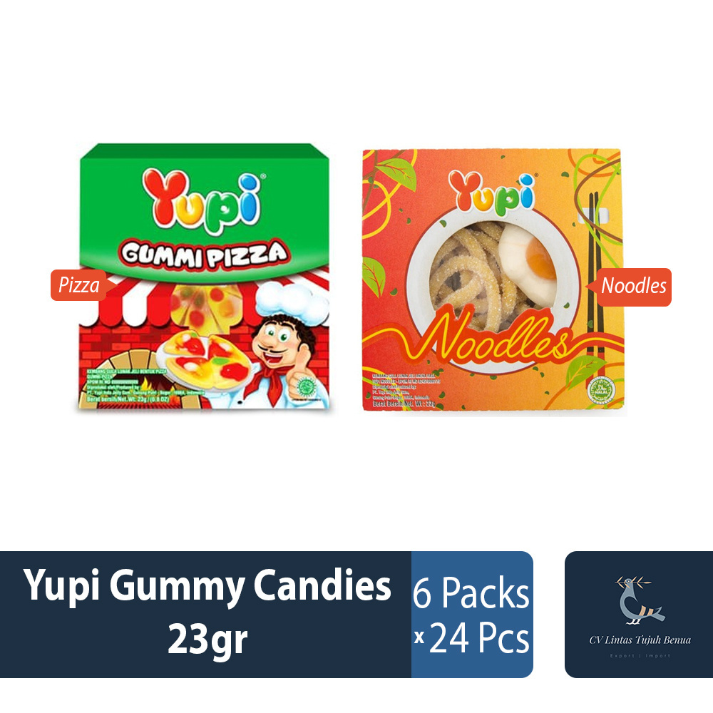 Product New Yupi Gummy Candies 23gr Pizza & Noodle Variant Fruity Chewy Packing Gummy Candy