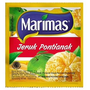 Hot Sale Marimas Powder Drink 7gr Orange Pontianak Flavor Fresh Fruity Sweet Taste Normal Type Instant Drink Powder Fruit Juice