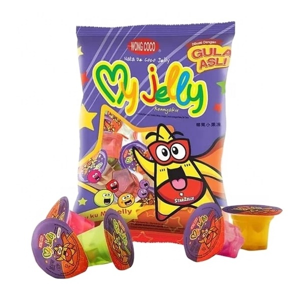 Wong Coco My Jelly 210gr  Kids Favorite Snack Fruity Flavor Colorful Chewy Jelly Cup Snack