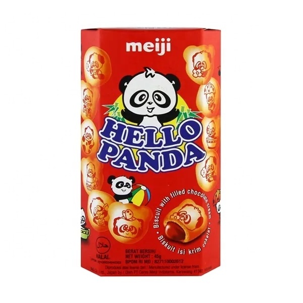 SALE Mei ji Hello Panda 42gr Biscuit Character Chocolate Filling Sweet Trending Wholesale Biscuits