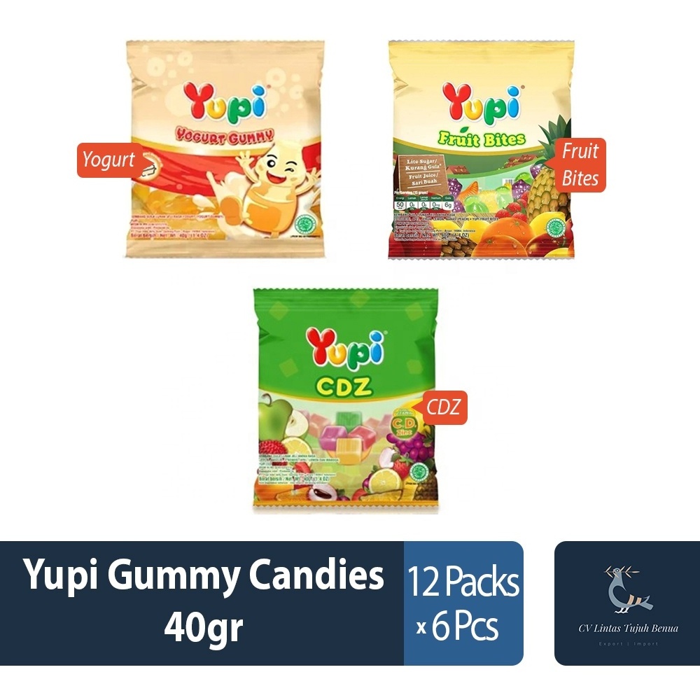 NEW Yupi Gummy Candies  40gr Fruit Bites Flavor Soft Chewy Fruity Sour Sweet Popular Gummy Candy