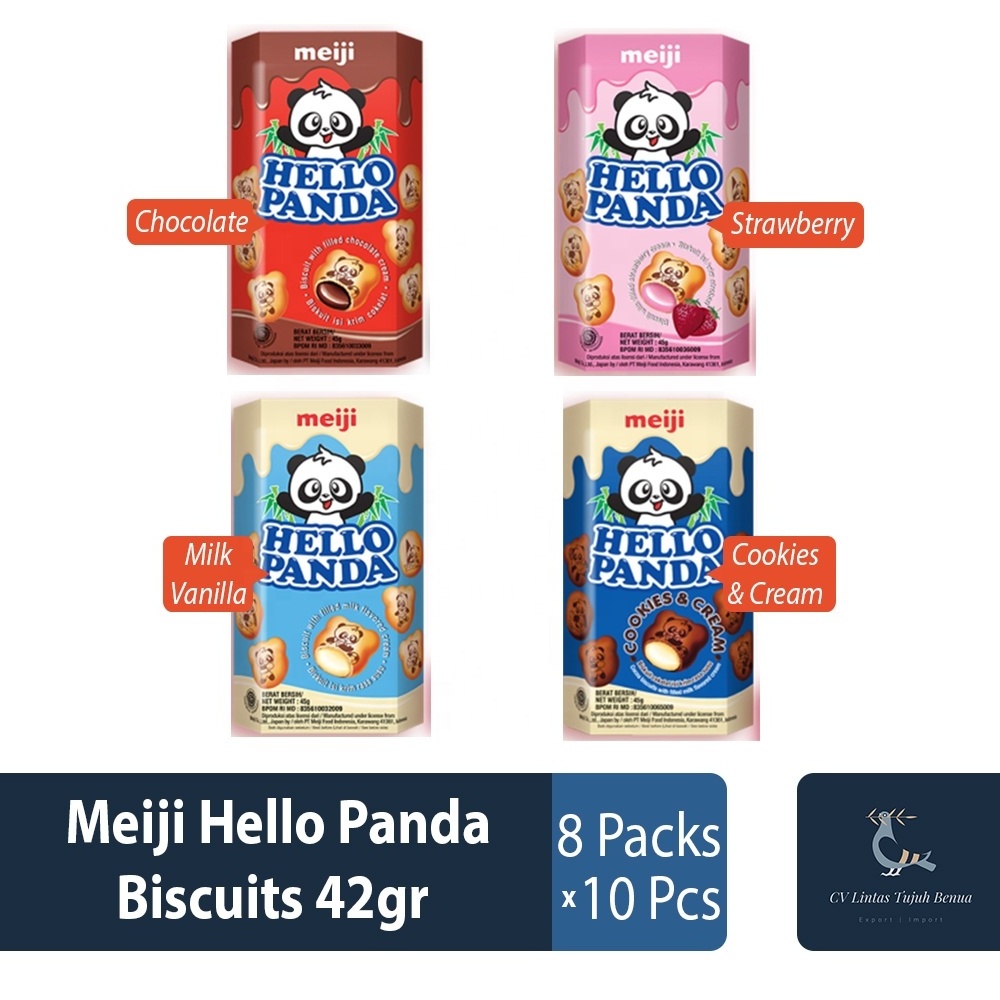 SALE Mei ji Hello Panda 42gr Biscuit Character Chocolate Filling Sweet Trending Wholesale Biscuits