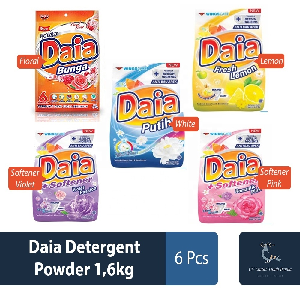 Daia Detergent Powder 1,6Kg Lemon High Effective Clean Best Price Seller Washing Powder For Laundry