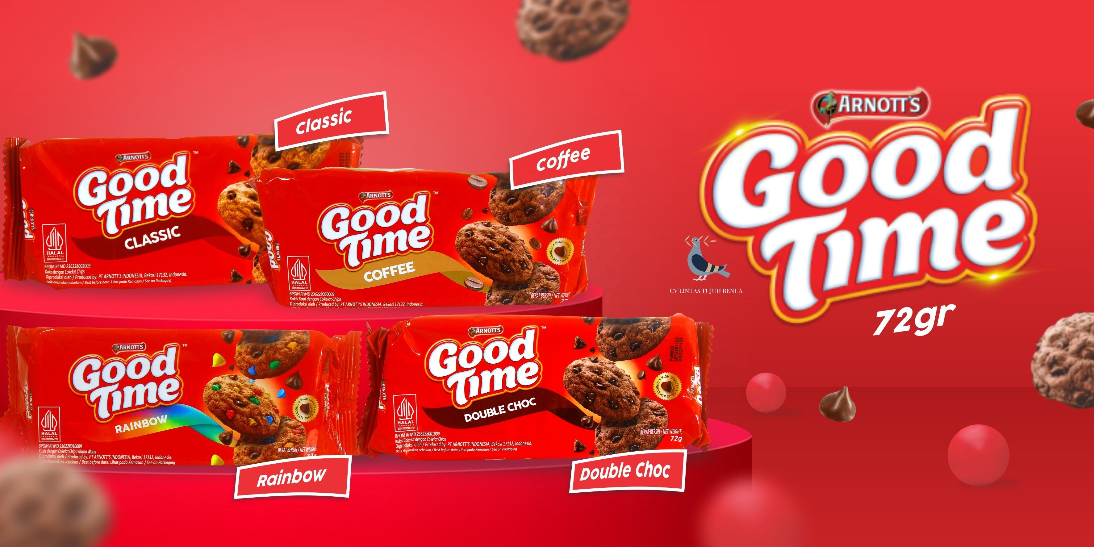 Good Time Chocochips Cookies 72gr Coffee Biscuits Choco Chips Cookies Snack Coffee Flavor Snack