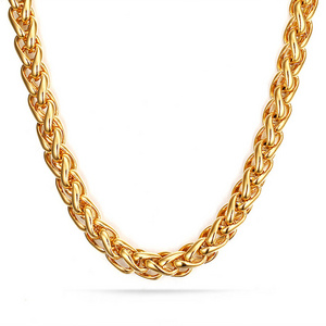 Hot Selling PVD Gold Plated Stainless Steel Wheat Chain Necklace For Men