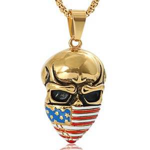 Classic hip hop vintage jewelry stainless steel skull pendant men's necklace motorcycle party