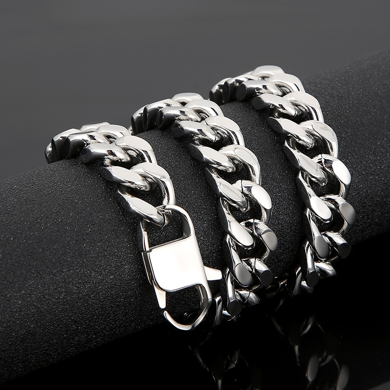 Fashion wholesale mens jewelry chocker necklace silver chunky stainless steel cuban link chain for rapper hip hop necklace