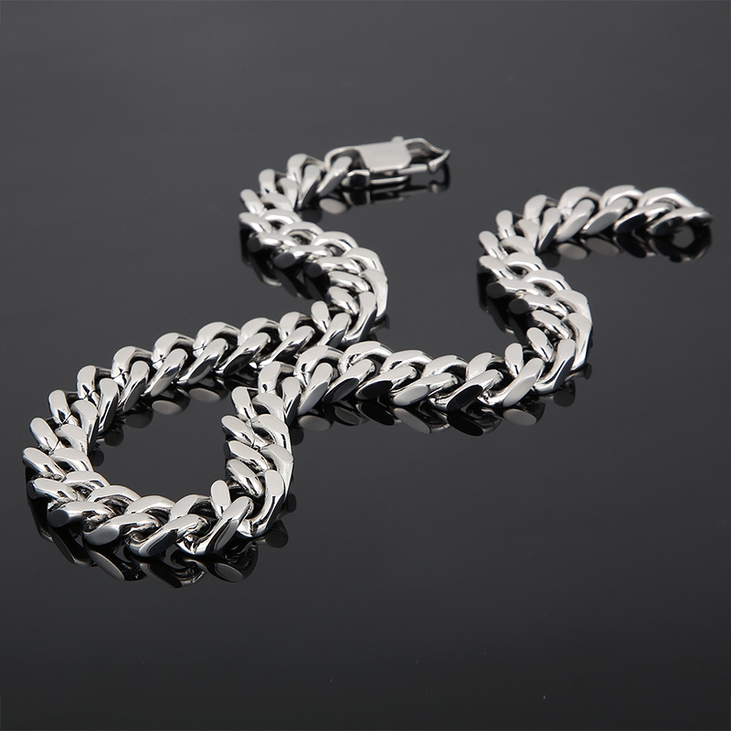 Fashion wholesale mens jewelry chocker necklace silver chunky stainless steel cuban link chain for rapper hip hop necklace