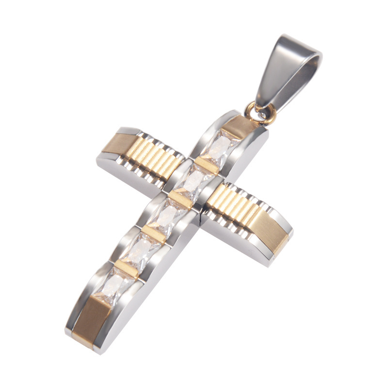 fashion costume jewelry stainless steel cz cross charms jewelry making supplies