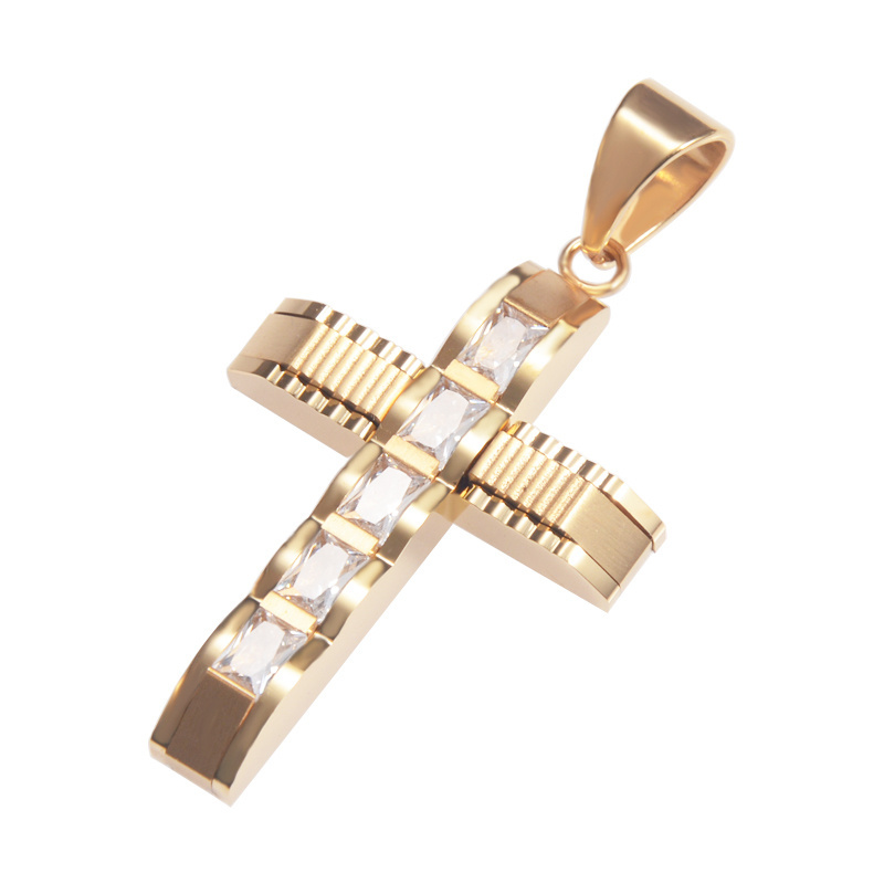 fashion costume jewelry stainless steel cz cross charms jewelry making supplies