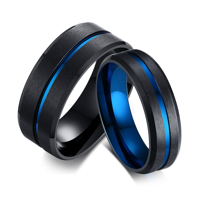 Men Rings Blue Gold Wholesale Titanium Stainless Steel Fashion CHRISTIAN Engagement Rings Geometric Engagement Bands or Rings