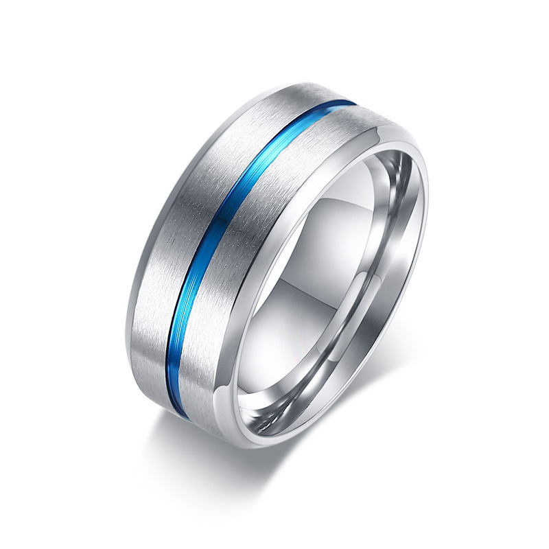 Men Rings Blue Gold Wholesale Titanium Stainless Steel Fashion CHRISTIAN Engagement Rings Geometric Engagement Bands or Rings