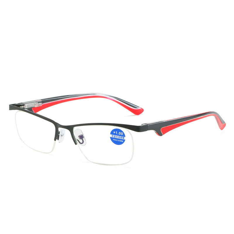 New Fashion Style Anti Blue Light Presbyopia Glasses Cross border Metal Optical Half Frame HD Presbyopia Glasses