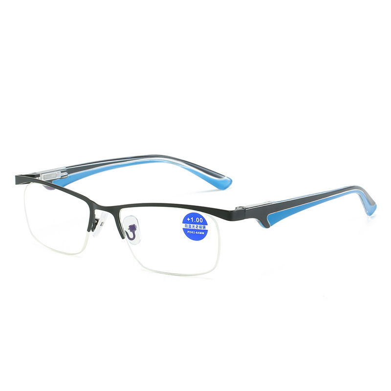 New Fashion Style Anti Blue Light Presbyopia Glasses Cross border Metal Optical Half Frame HD Presbyopia Glasses