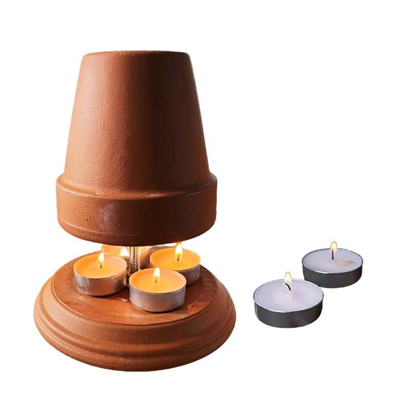 Tealight candle heater wax stove for candles double-walled clay terracotta pots scented tea lights ideal candle heaters for home