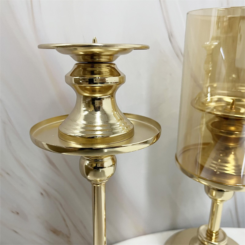 Glass Candle Holder Home Decoration Wedding Centerpieces for Table Gold Metal Candlesticks Home Decoration Living Room Decor