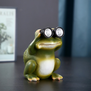 Outdoor Garden Frog Statue Yard Frog Figurine Decor Set Funny Rana Decorations with Solar Light for Yard Frog Garden Ornament