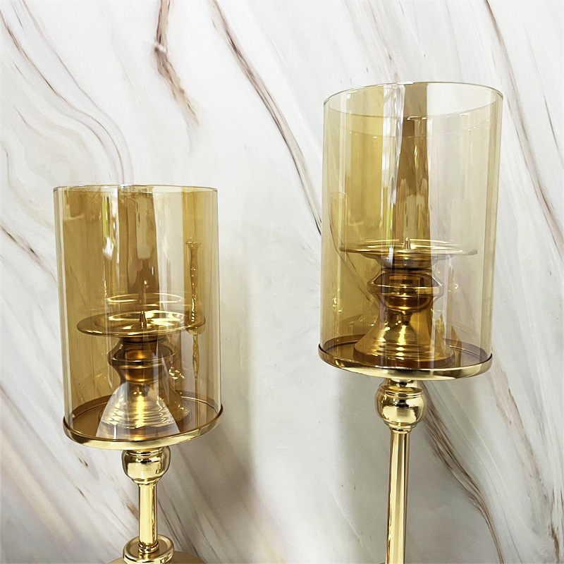 Glass Candle Holder Home Decoration Wedding Centerpieces for Table Gold Metal Candlesticks Home Decoration Living Room Decor