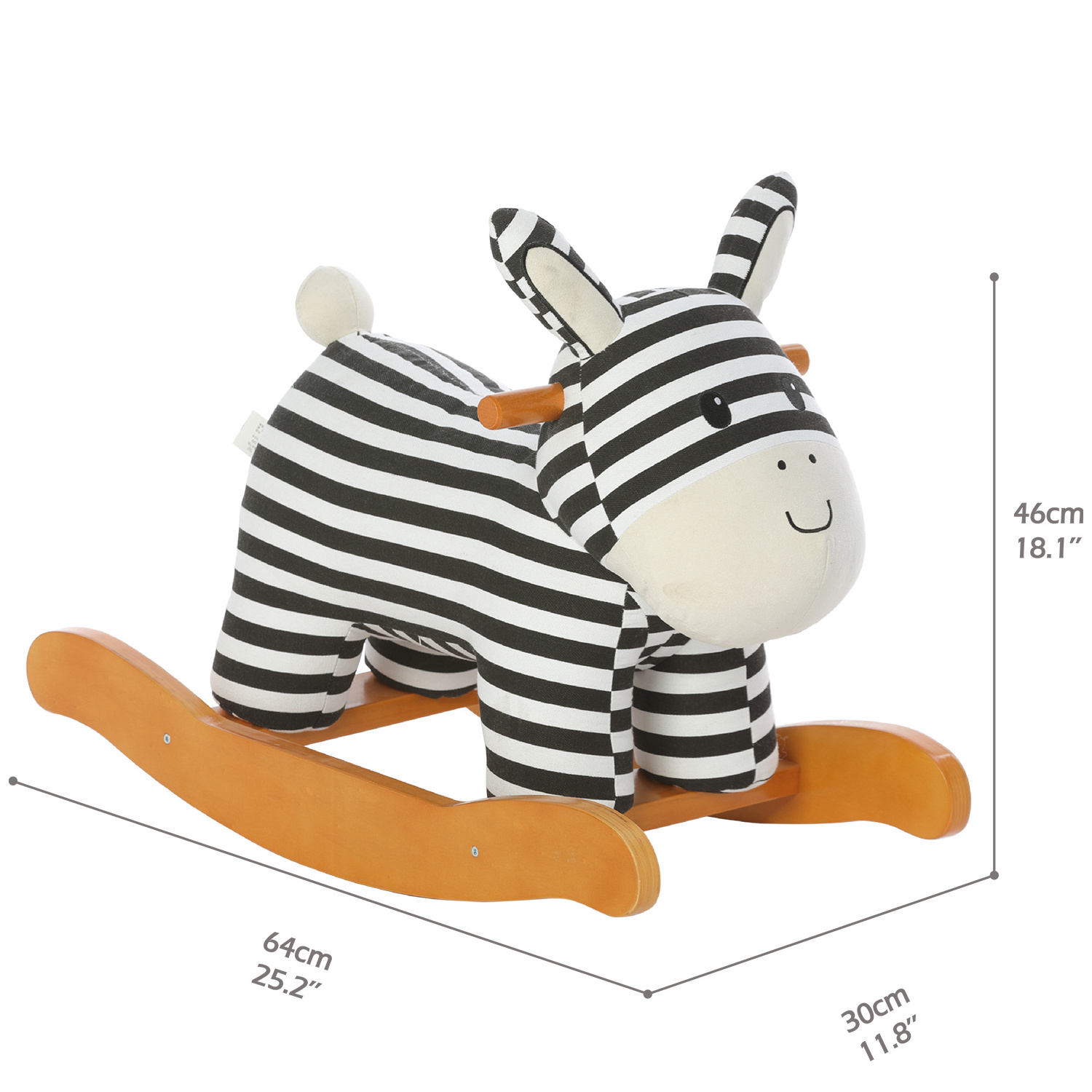 Baby Ride Rocking Solid Wood Canvas Plywood Chair Striped Zebra Donkey Plush Toy Wooden Lovely Rocking Horse