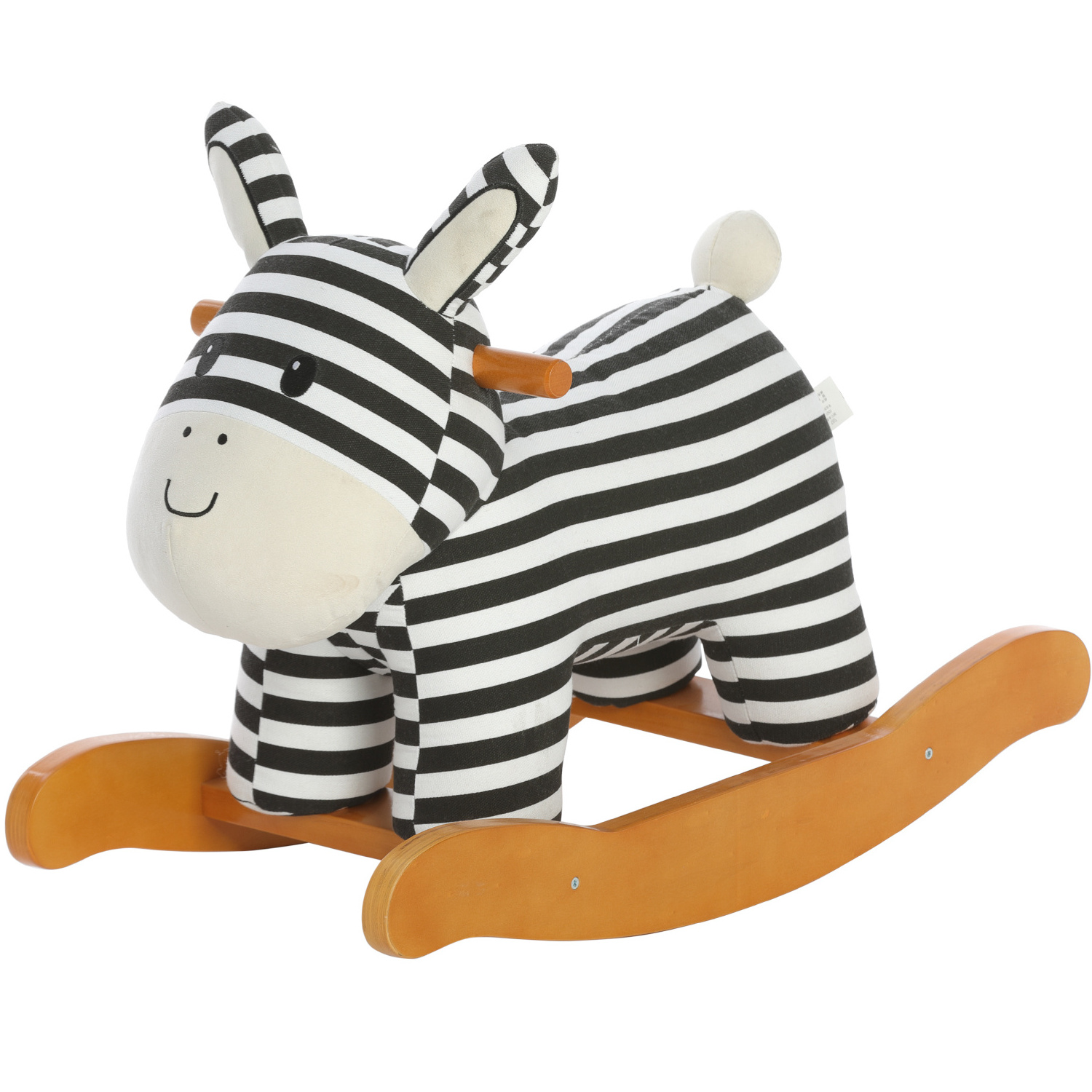 Baby Ride Rocking Solid Wood Canvas Plywood Chair Striped Zebra Donkey Plush Toy Wooden Lovely Rocking Horse