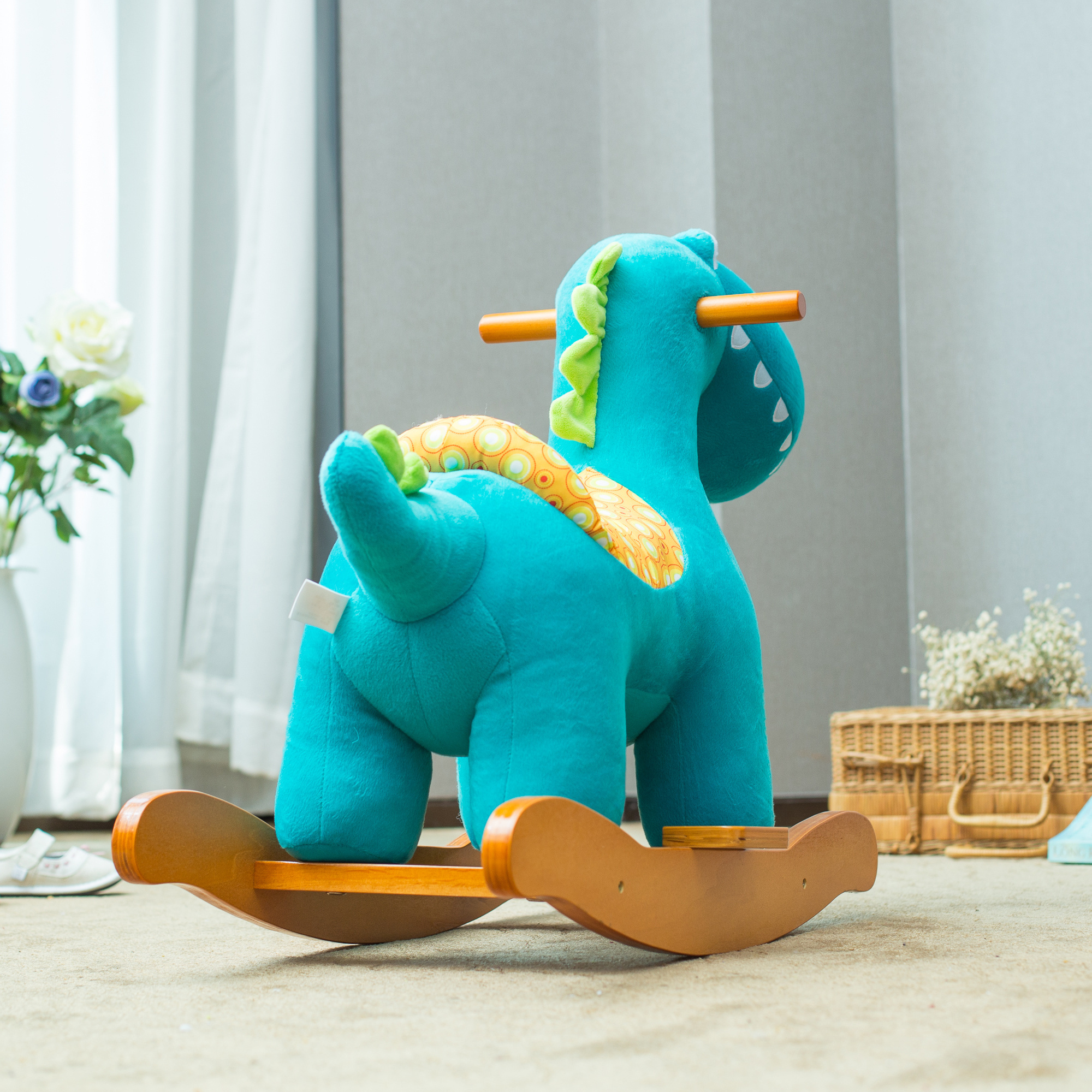 Factory Price Kids Plush Doll Toy Dinosaur Toys Big Ride on Toys Blue Animal Rocking Horse Chair for Baby