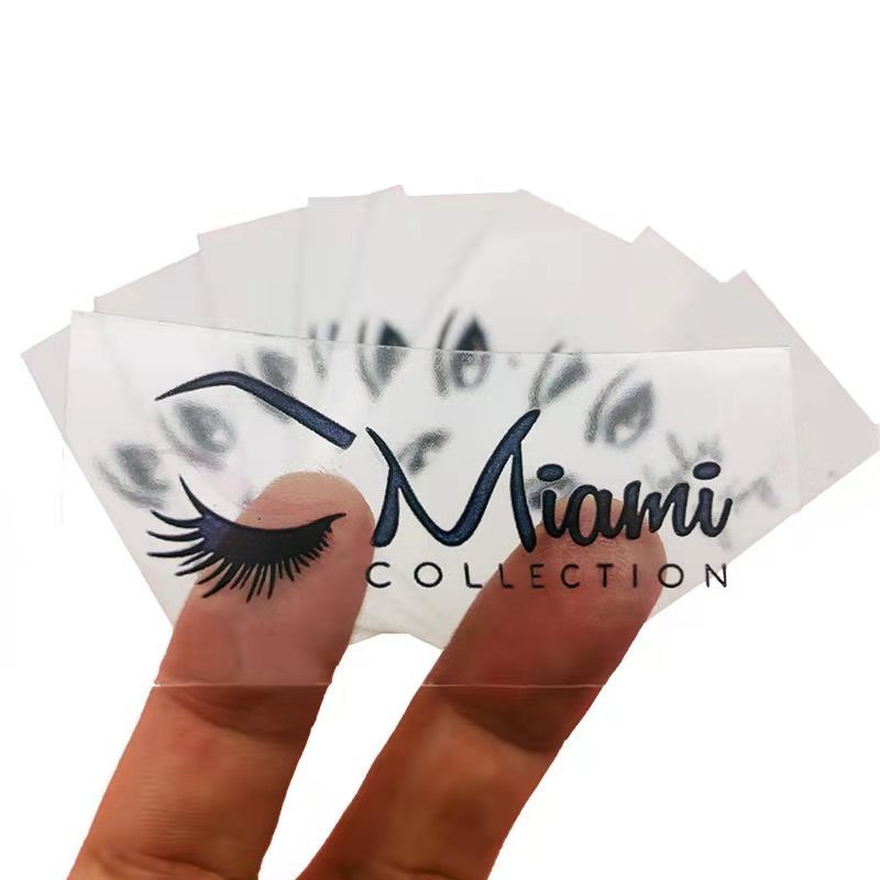 Custom matte logo clear and transparent eyelash label sticker