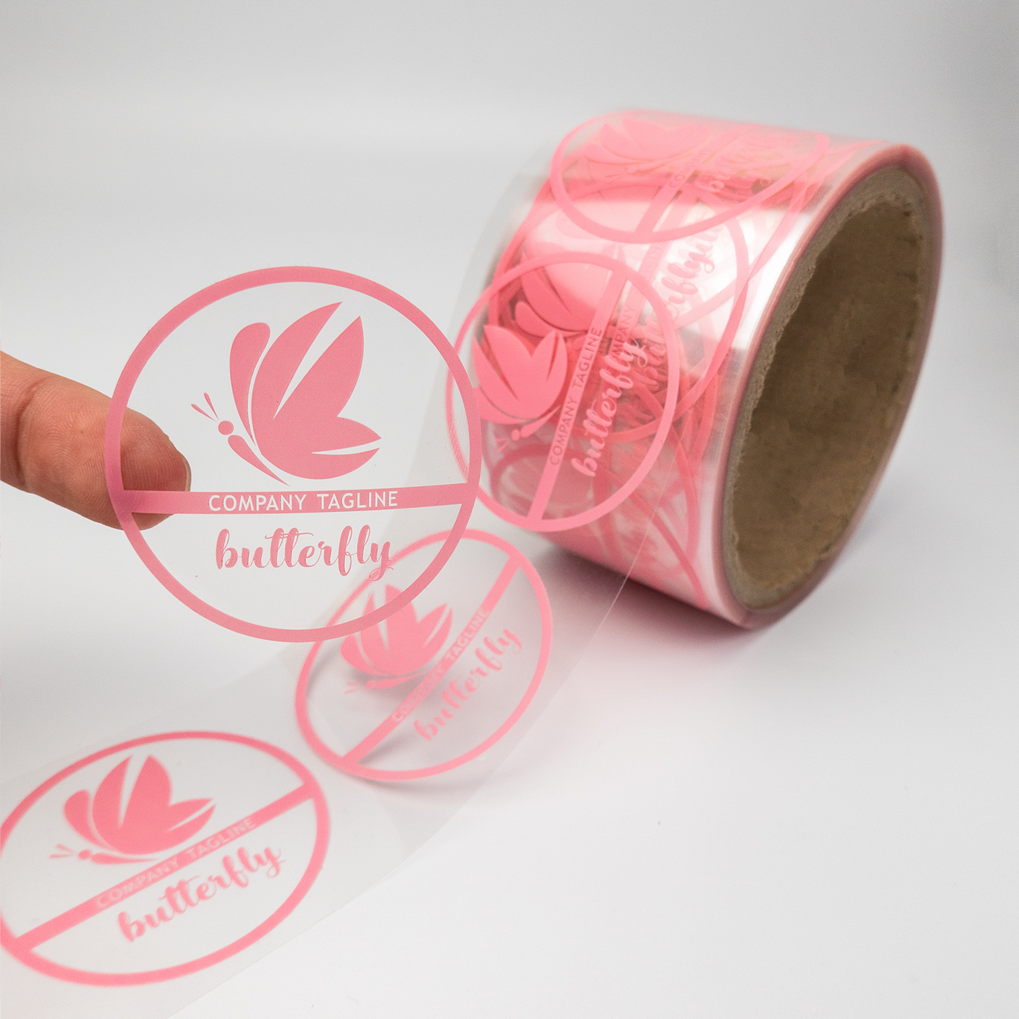 Custom round adhesive waterproof roll clear transparent sticker label