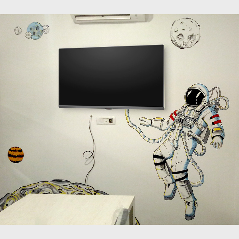 Custom Removable Astronaut Space Printing Decal PVC Waterproof Home Decoration Wall Vinyl Sticker for Kids Living Room