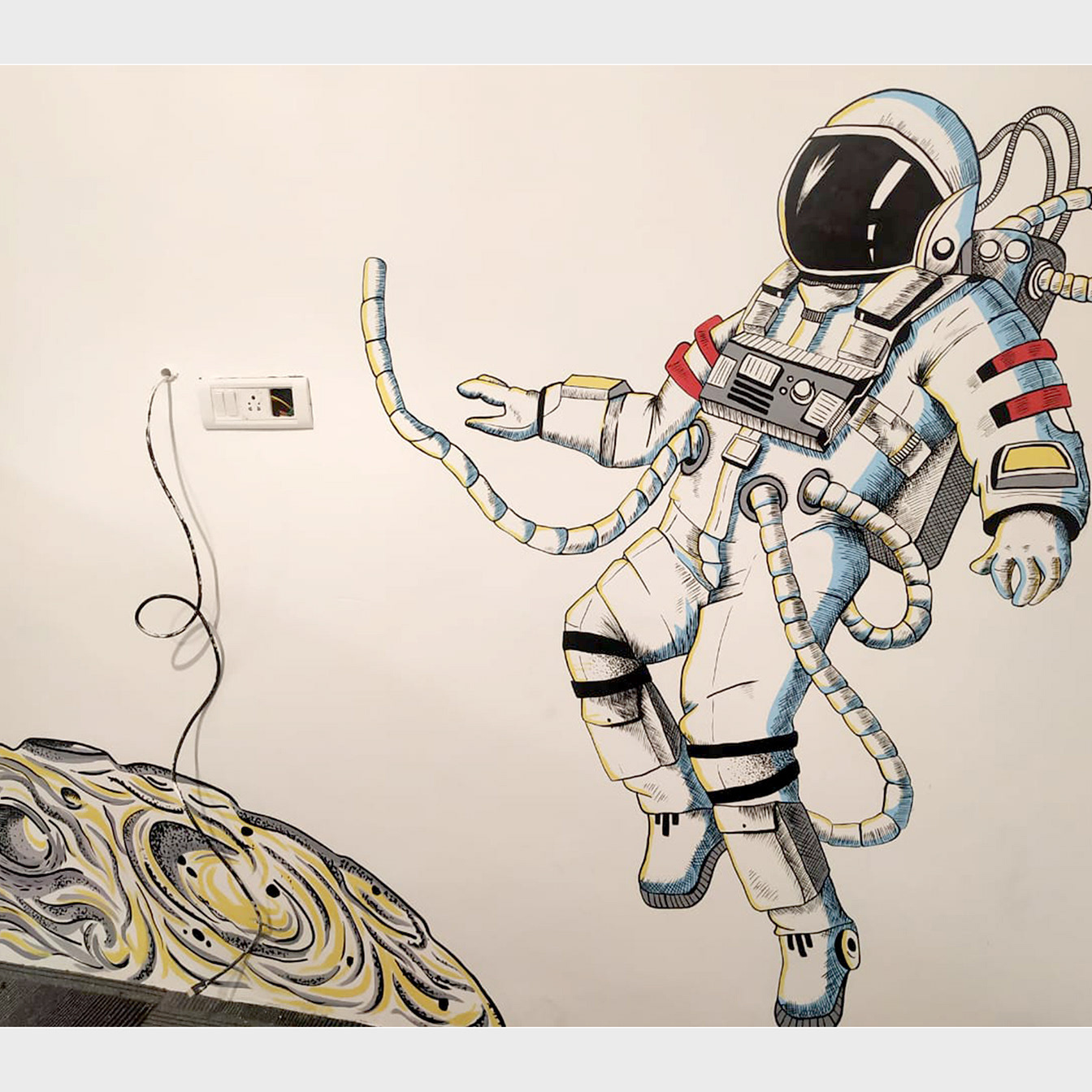 Custom Removable Astronaut Space Printing Decal PVC Waterproof Home Decoration Wall Vinyl Sticker for Kids Living Room