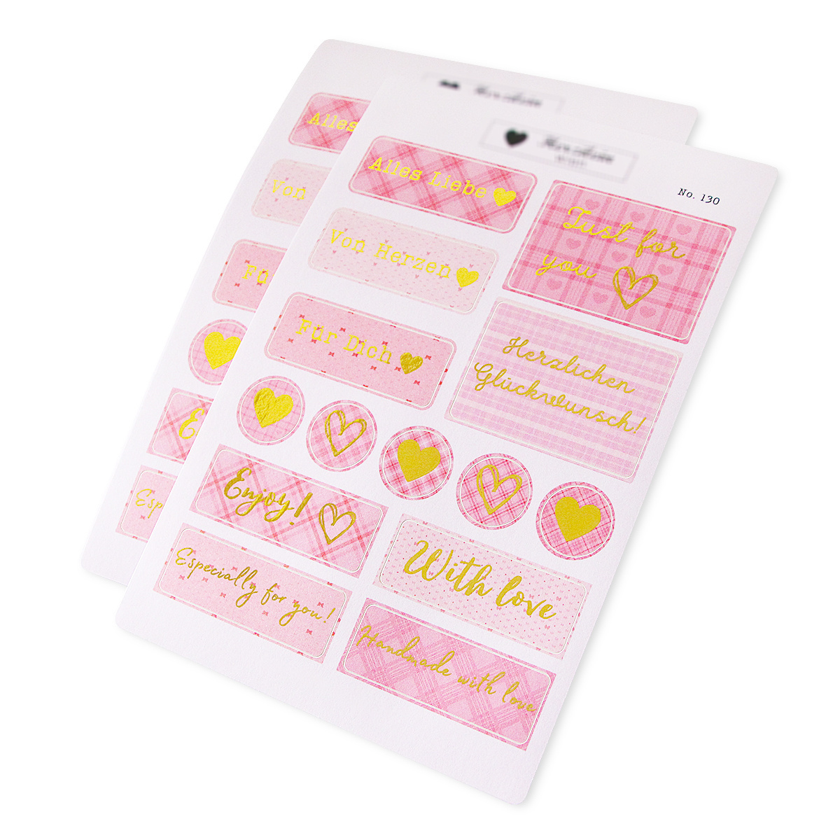 New foiled scrapbook real gold foil paper stickers, handmade kiss cut  planner Love Icon sticker sheet for small business