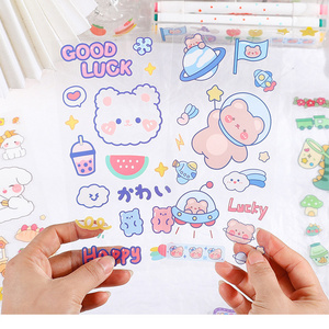 Custom journal scrapbook transparent stickers, wholesale vinyl kiss cut DIY planner sticker PVC PET sheet