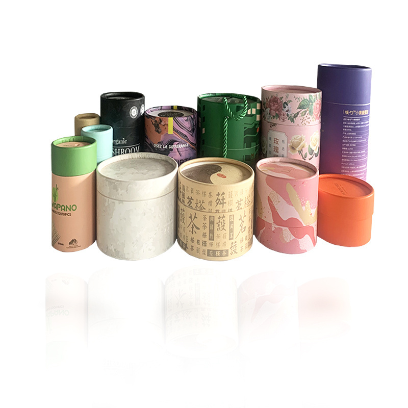 Customized Round Paper Packaging Cardboard Eco friendly Perfume Cosmetic Bottle Round Tube Kraft Paper Packaging Boxes