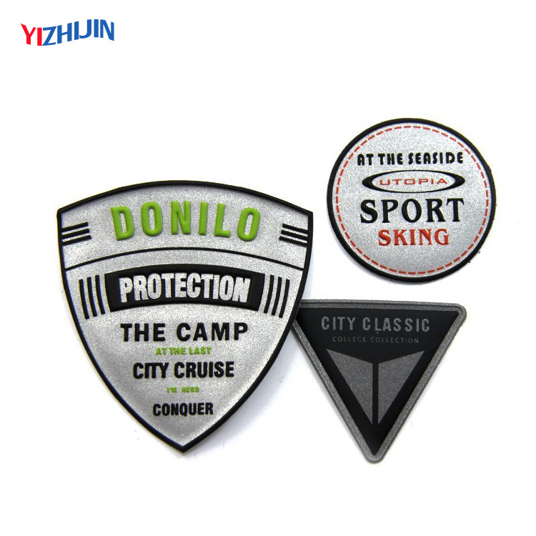 Custom TPU Printing Reflective Label Sew on Fabric PVC Embossed Design Patch for Outdoor Clothing