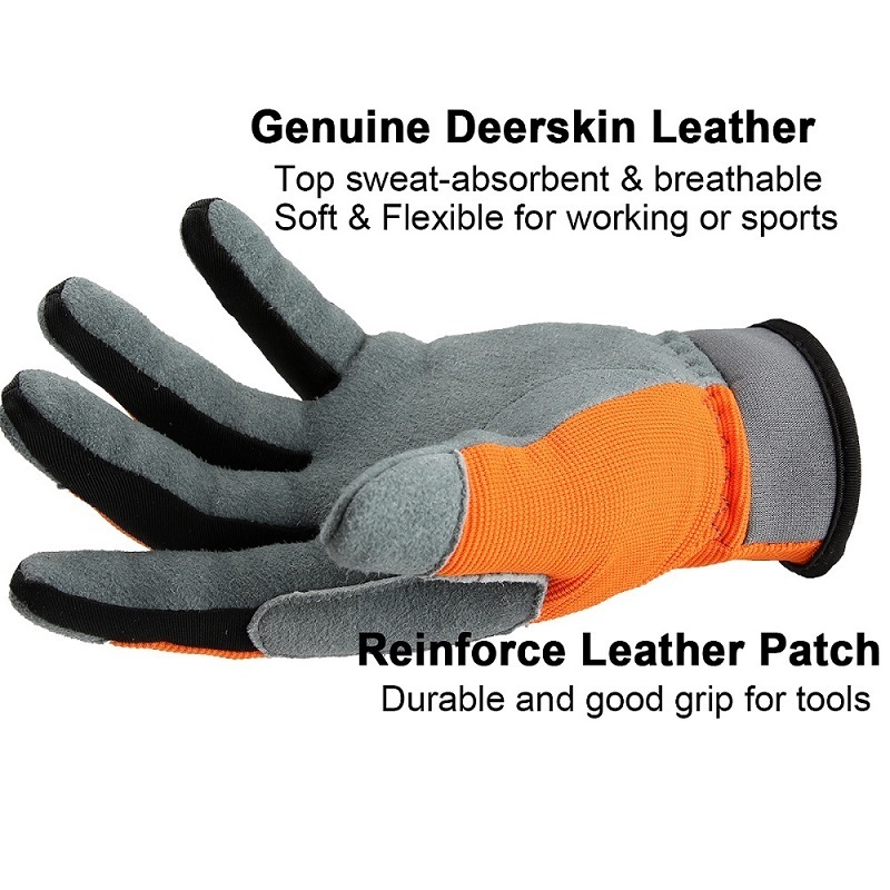 Ozero Wholesale Other Sports Cycling Split Deer Skin Leather Hand Garden  Gloves Working Safety Guanti Da Lavoro Touch Screen .