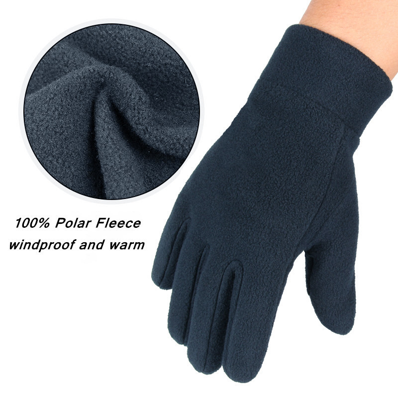 Custom Touchscreen Black Polar Fleece Warm Ski Winter Gloves Men Sports Work Hand Gloves For Bike Racing Cycling