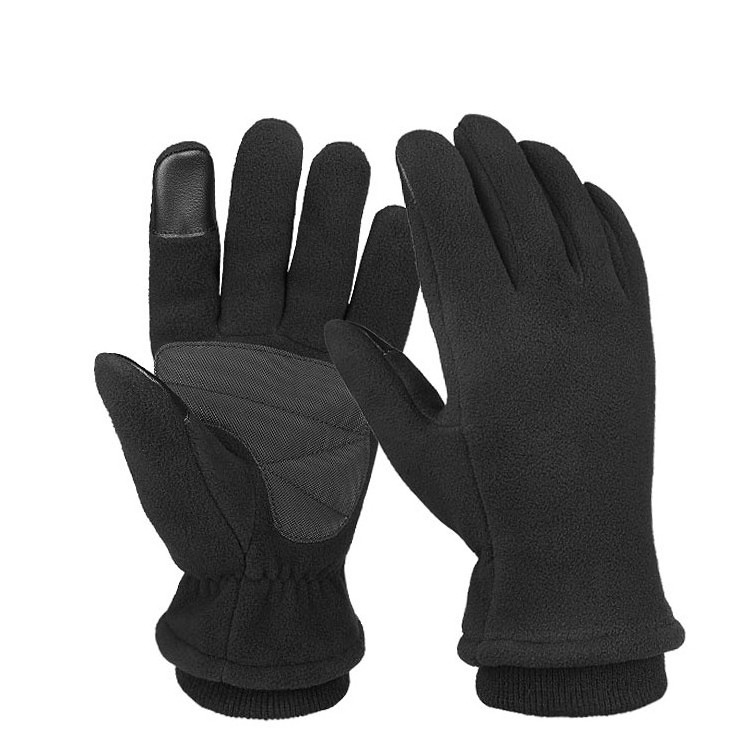 Wholesale Custom Polar Fleece Thermal Ski Winter Gloves Men Black Sports Warm Hand Gloves Touch Screen For Bike Racing