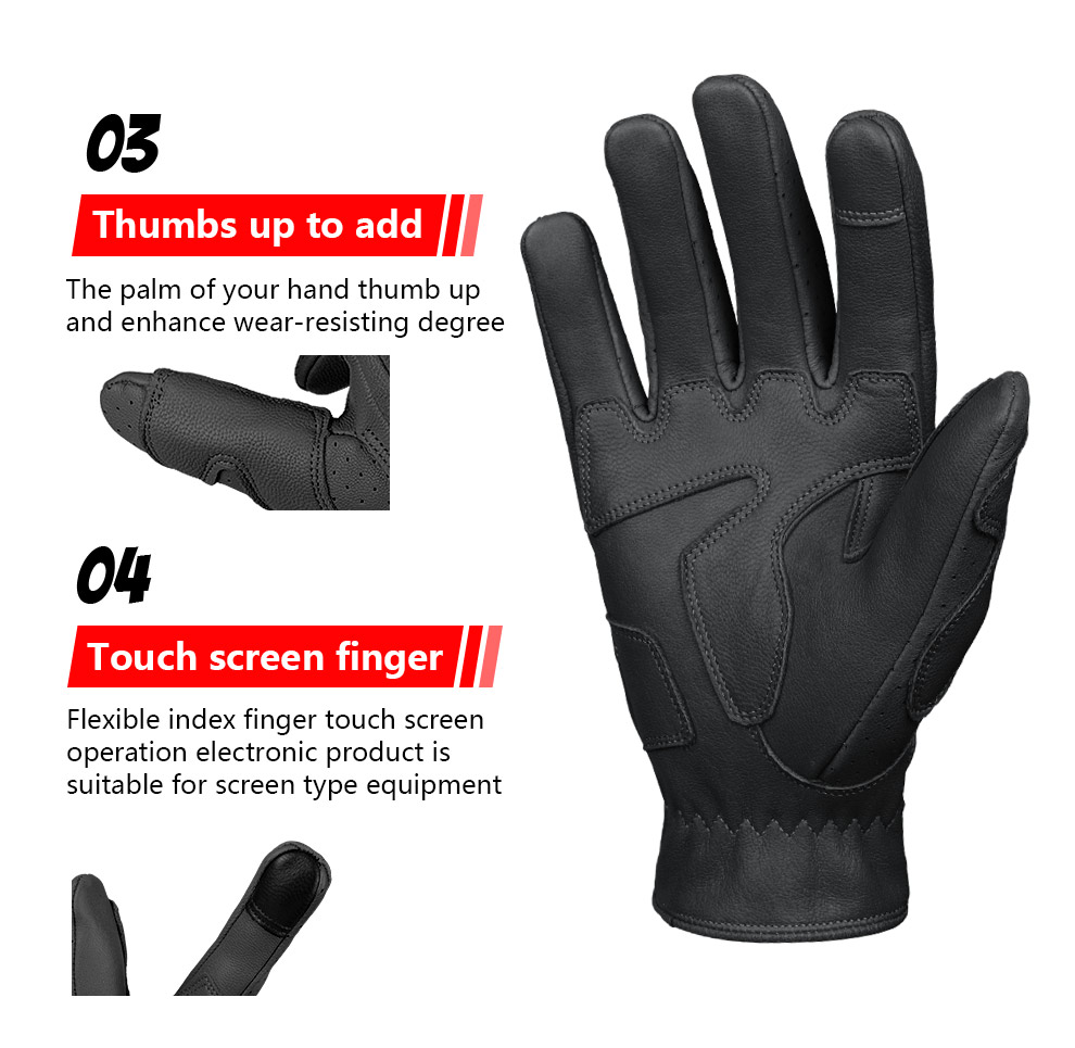 Ozero Touch Screen Goatskin Racing Motorcycle Motorbike Motocross Guantes Para Moto Cycle Biker Gloves Leather   .