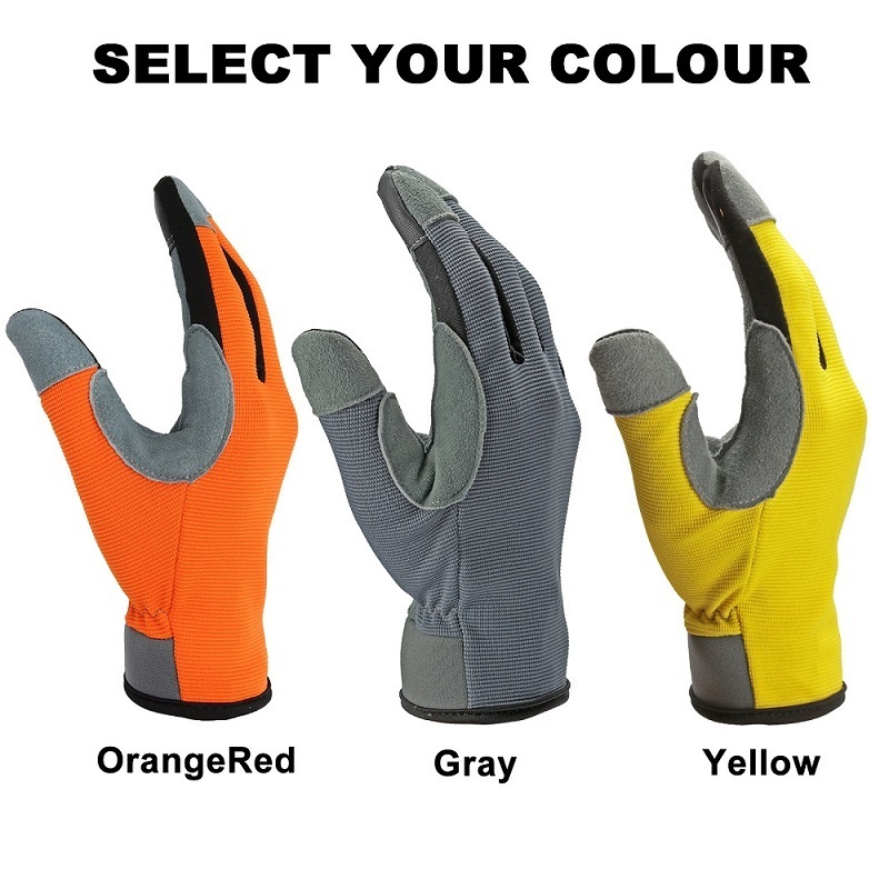 Ozero Wholesale Other Sports Cycling Split Deer Skin Leather Hand Garden  Gloves Working Safety Guanti Da Lavoro Touch Screen .