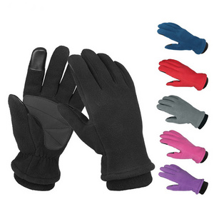 Wholesale Custom Polar Fleece Thermal Ski Winter Gloves Men Black Sports Warm Hand Gloves Touch Screen For Bike Racing