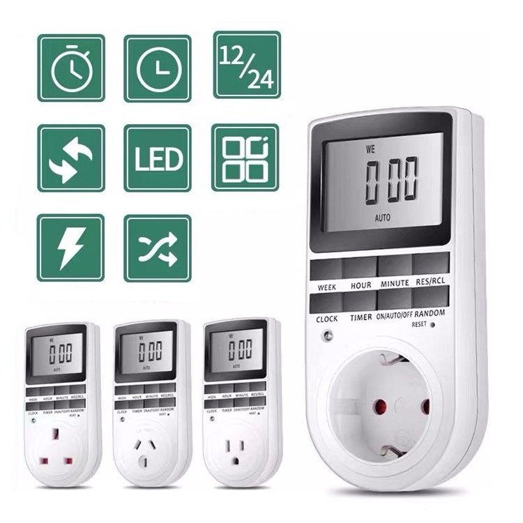 Digital Weekly Programmable Electrical Wall Plug-in Power Socket Timer Switch Outlet Time Clock