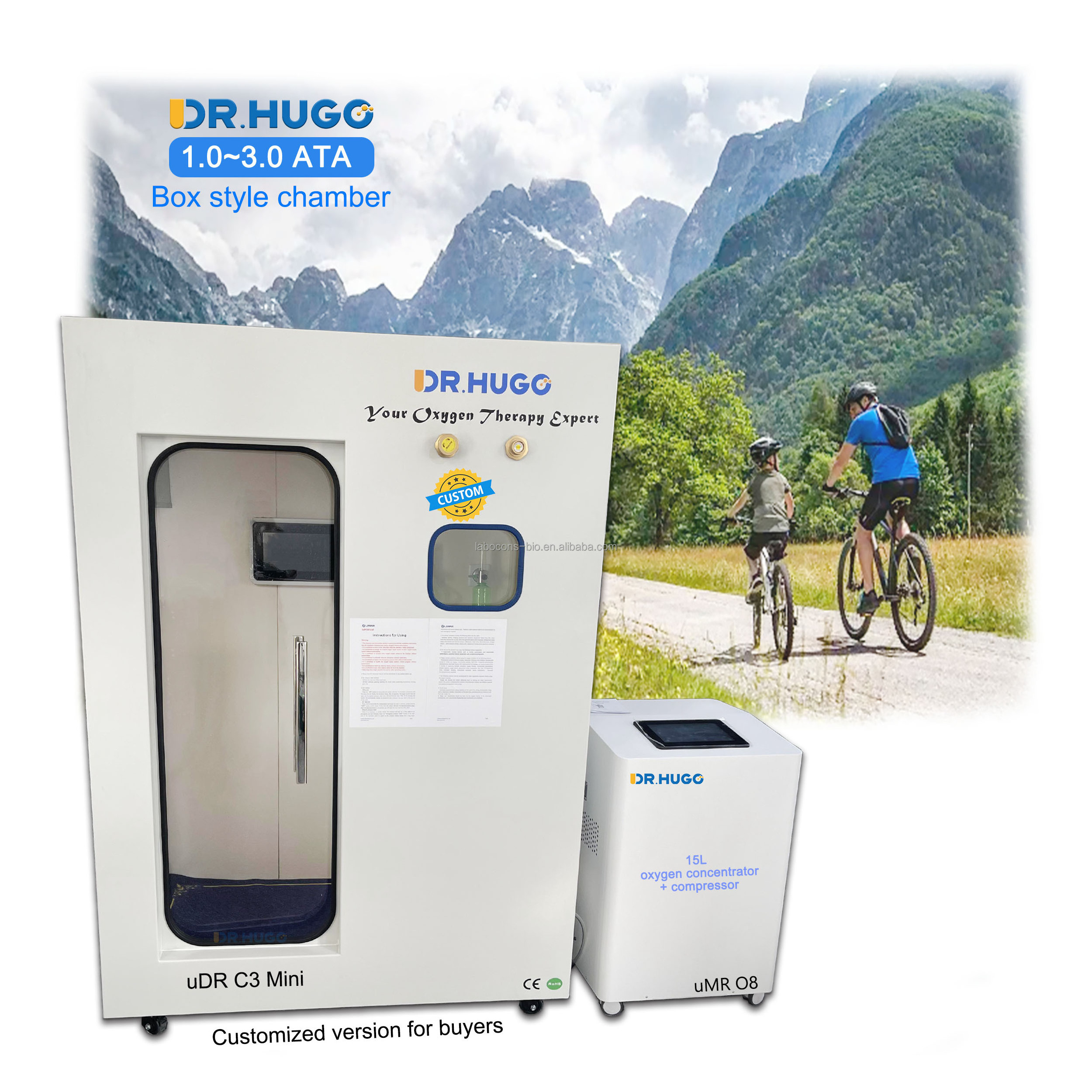 DR.HUGO uDR C3 Mini  Portable HBOT Hyperbaric Chamber Hard 1~ 3 ata Hyperbaric Oxigen Chamber therapy Camara Hiperbaricas