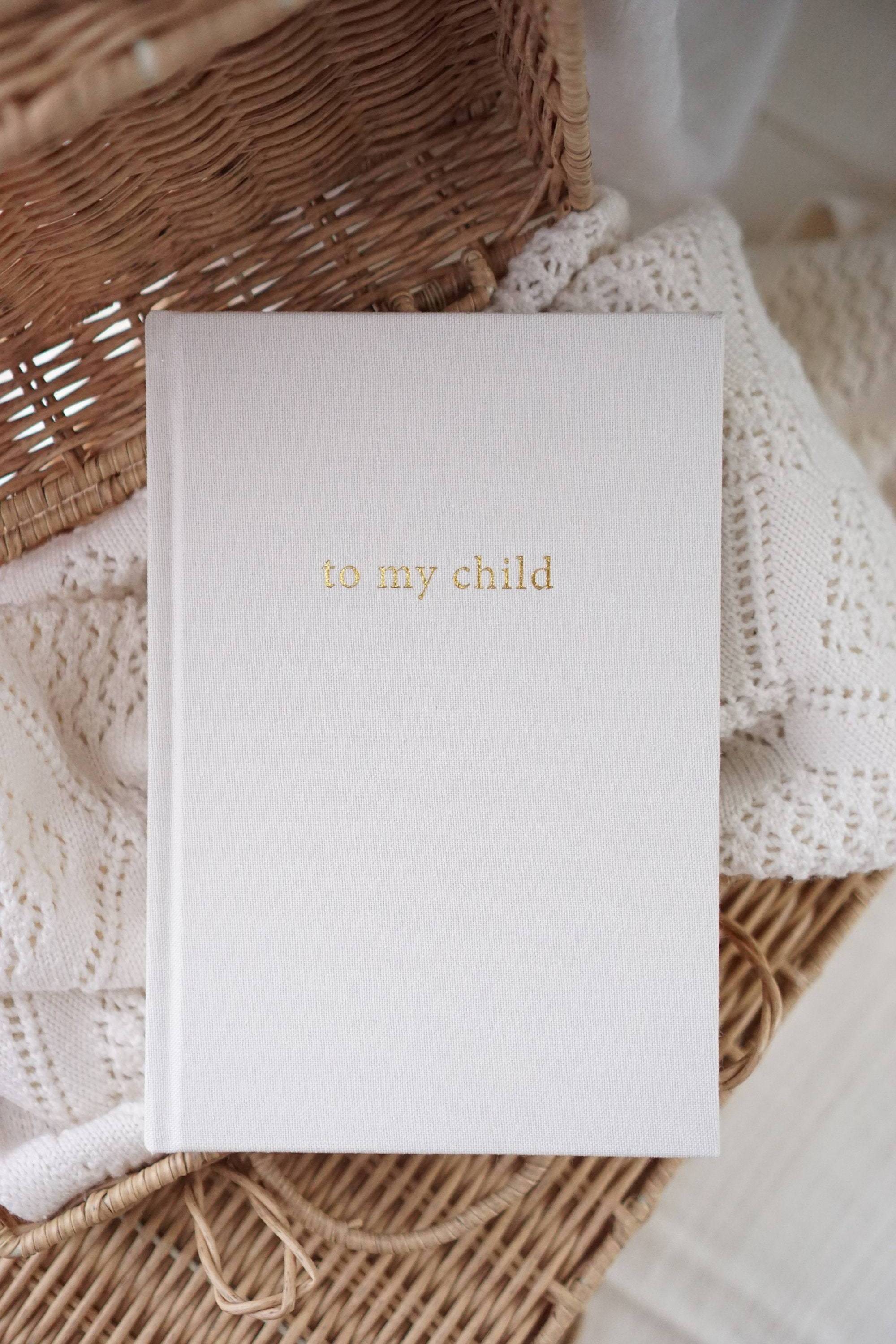 LABON Linen Cover Gold Foil My Child Unique Prompted Baby Book Childhood Baby Journal Keepsake