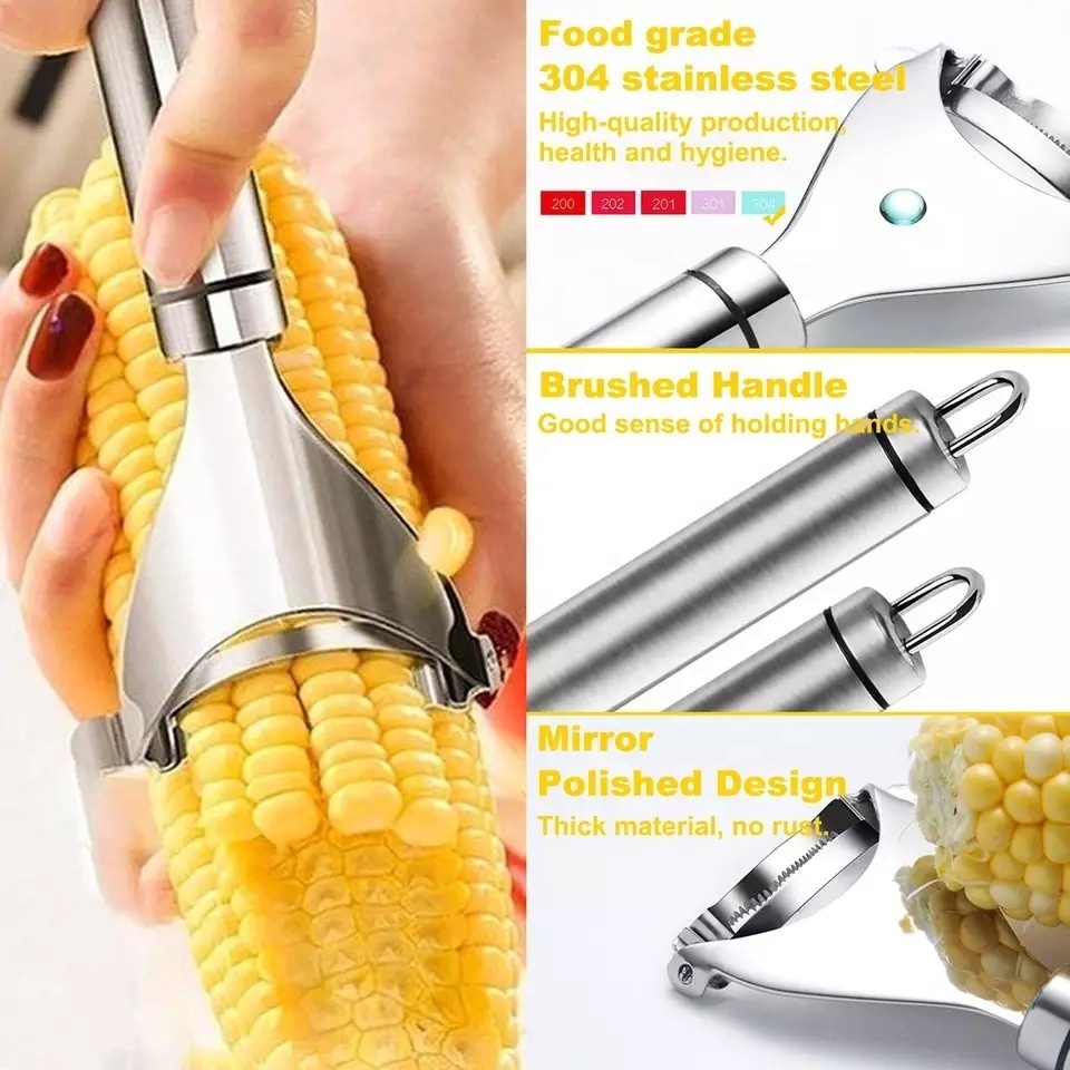 High Quality Stainless Steel Corn Peeler Magic Corn Cob Stripper Cob Remover Tool with Ergonomic Handle