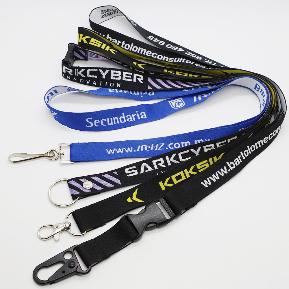 Wholesale Custom Satin Woven Breakaway Keychain Lanyards with Logo Custom Polyester Lanyard