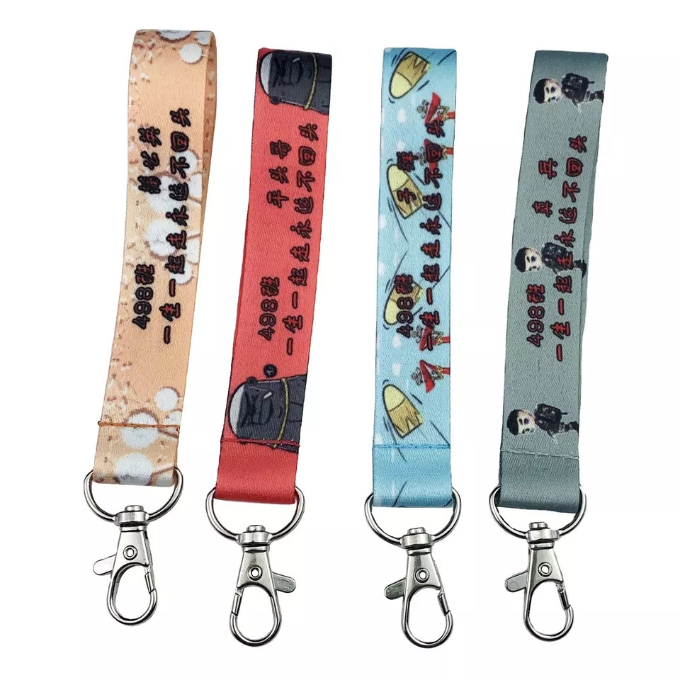 Custom Nylon Fabric Hand Wrist Wristlet Key Chain Keychain Holder Lanyard Strap Woven Jacquard keychain